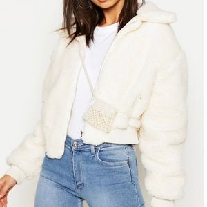 cropped teddy bomber